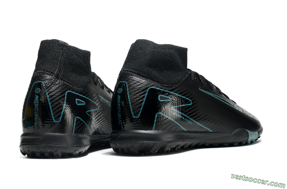 Nike Air Zoom Mercurial Superfly 10 Elite TF High-Tops Soccer Shoes - Black/Green/Silver 6