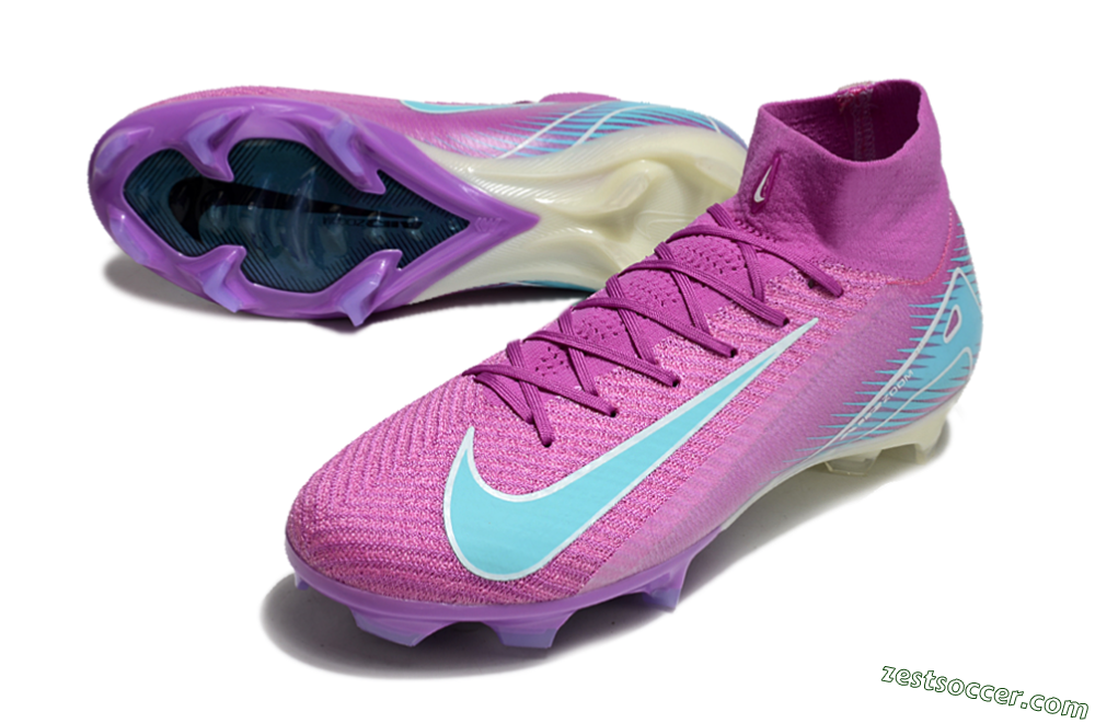Nike Air Zoom Mercurial Superfly 10 Elite FG High-Tops Soccer Cleats - Purple/Green 3