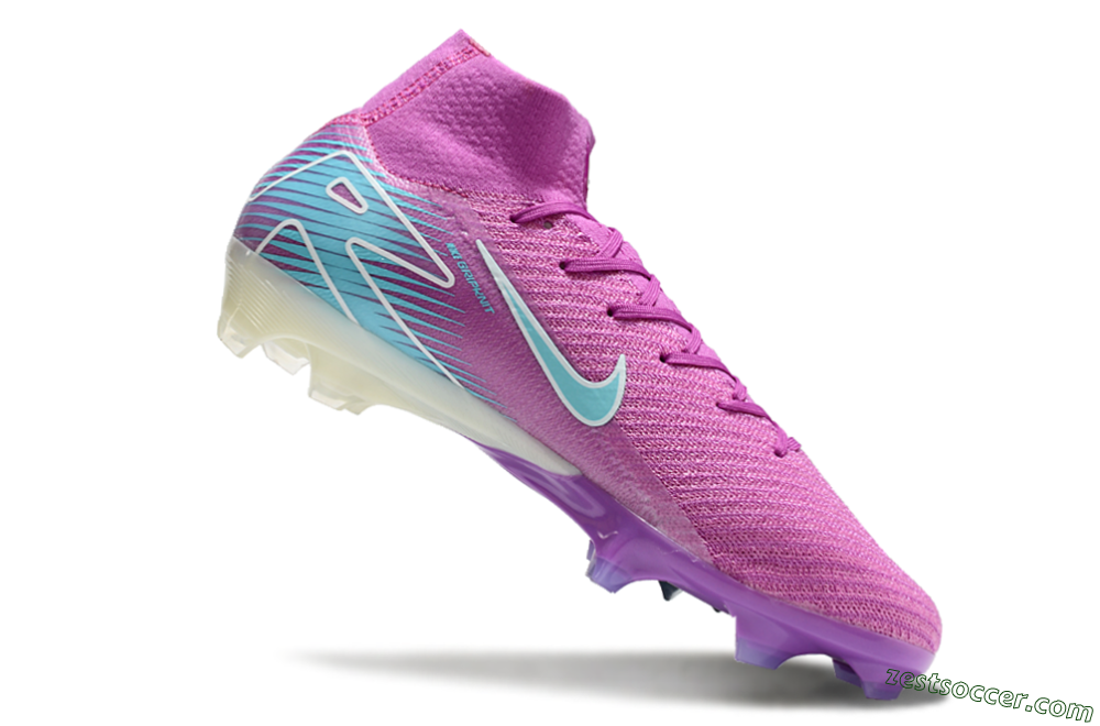 Nike Air Zoom Mercurial Superfly 10 Elite FG High-Tops Soccer Cleats - Purple/Green 4