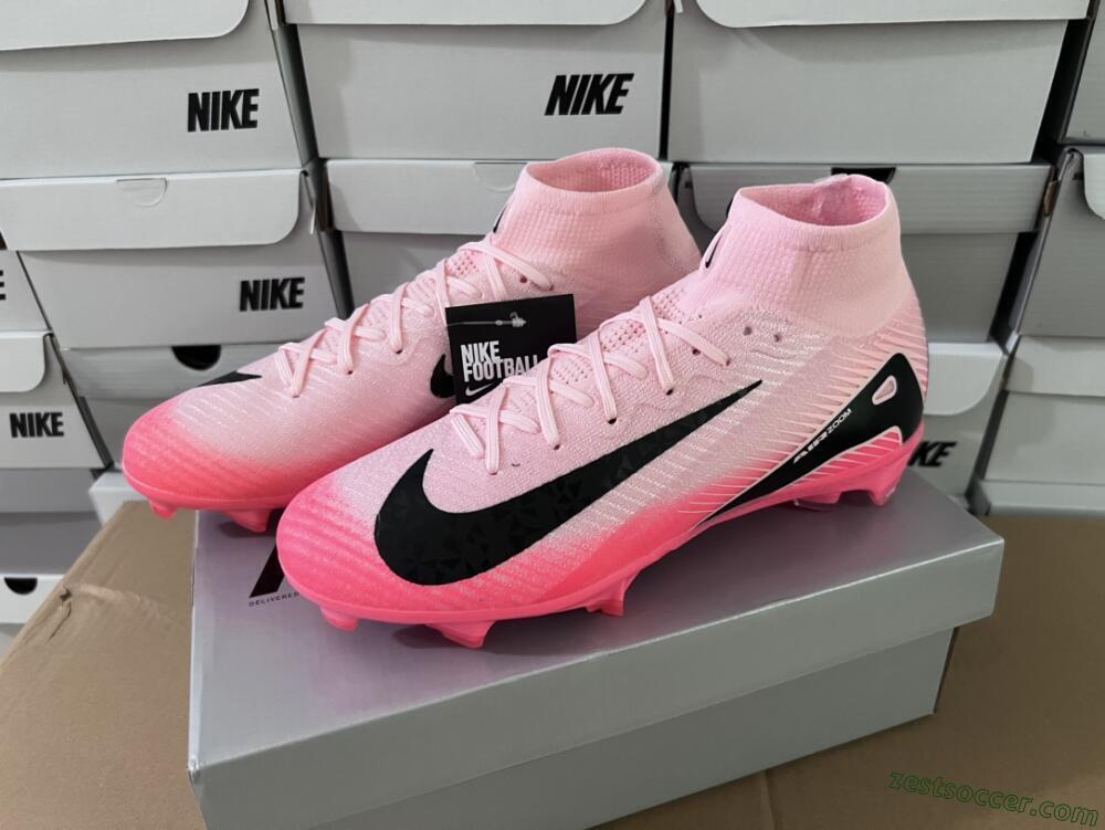 Nike Air Zoom Mercurial Superfly 10 Elite FG High-Tops Soccer Cleats - Pink/Red/Black