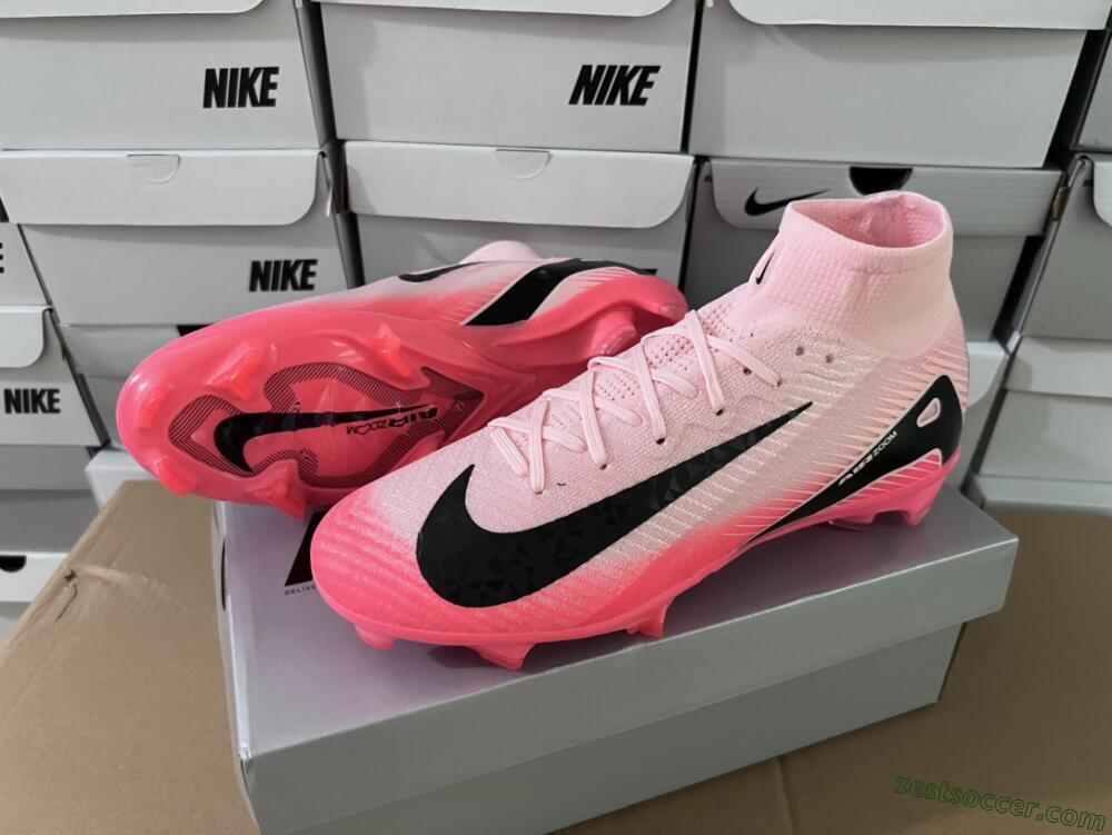 Nike Air Zoom Mercurial Superfly 10 Elite FG High-Tops Soccer Cleats - Pink/Red/Black