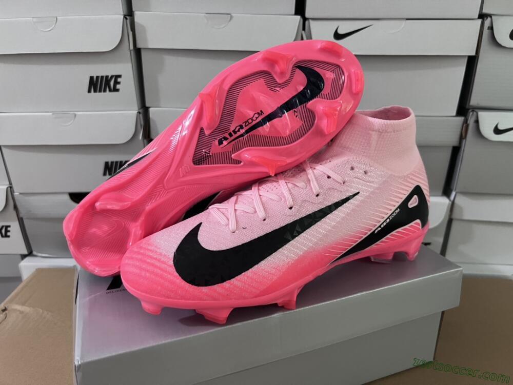Nike Air Zoom Mercurial Superfly 10 Elite FG High-Tops Soccer Cleats - Pink/Red/Black