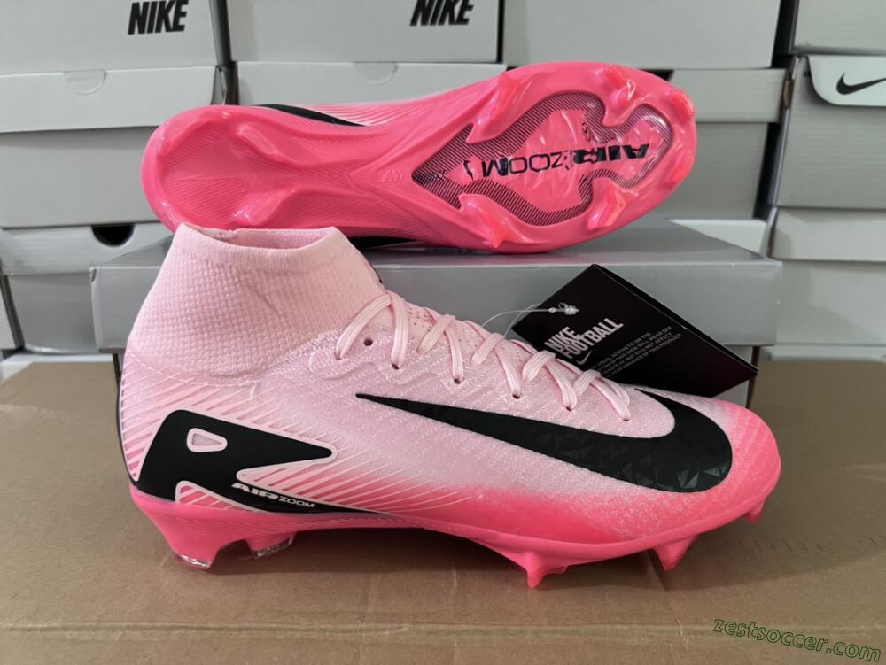 Nike Air Zoom Mercurial Superfly 10 Elite FG High-Tops Soccer Cleats - Pink/Red/Black