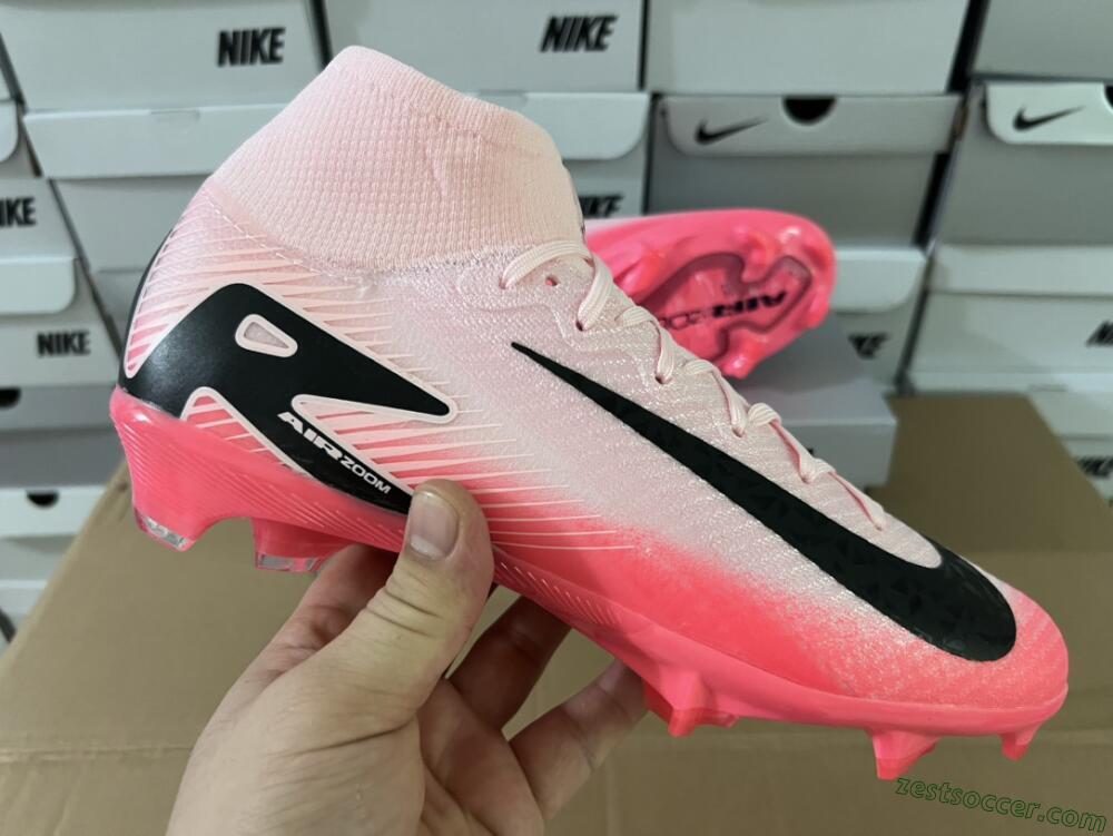 Nike Air Zoom Mercurial Superfly 10 Elite FG High-Tops Soccer Cleats - Pink/Red/Black