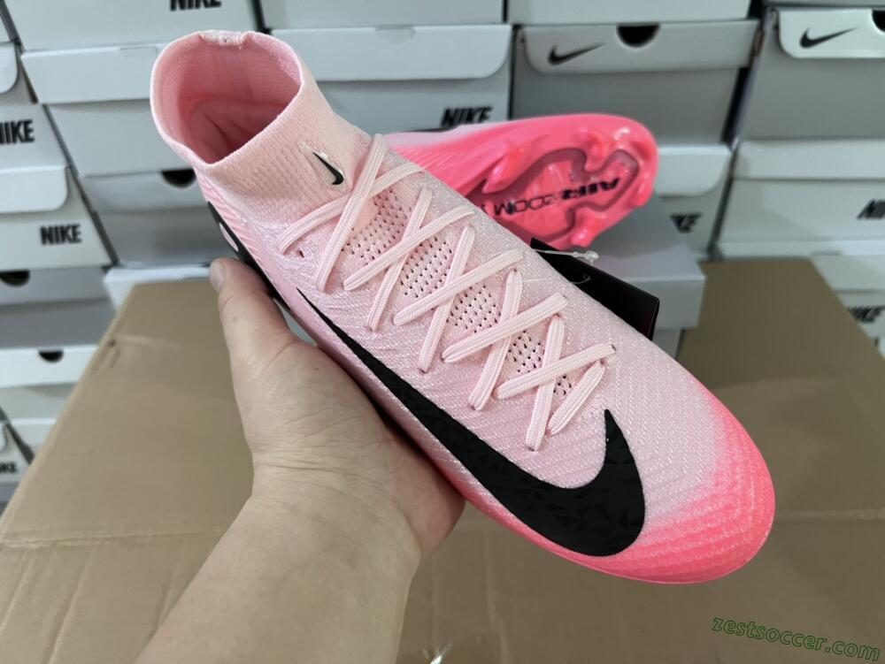 Nike Air Zoom Mercurial Superfly 10 Elite FG High-Tops Soccer Cleats - Pink/Red/Black
