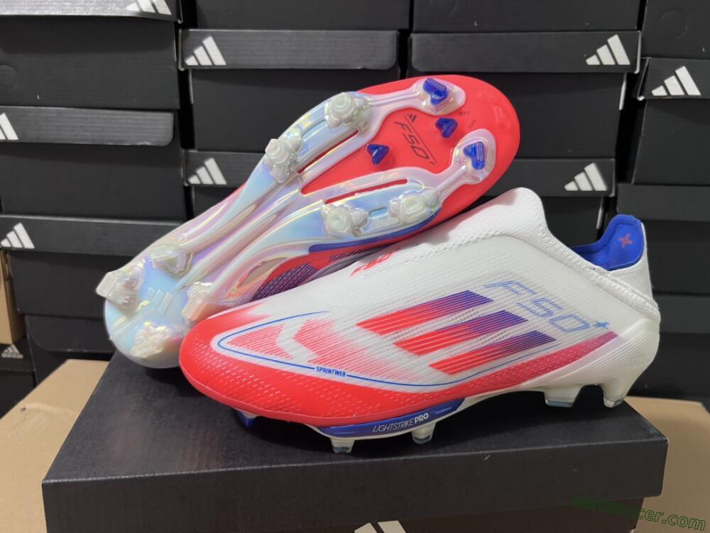 Adidas F50+ Lightstrike Pro Laceless FG Low-Tops Soccer Cleats - Red/White/Blue