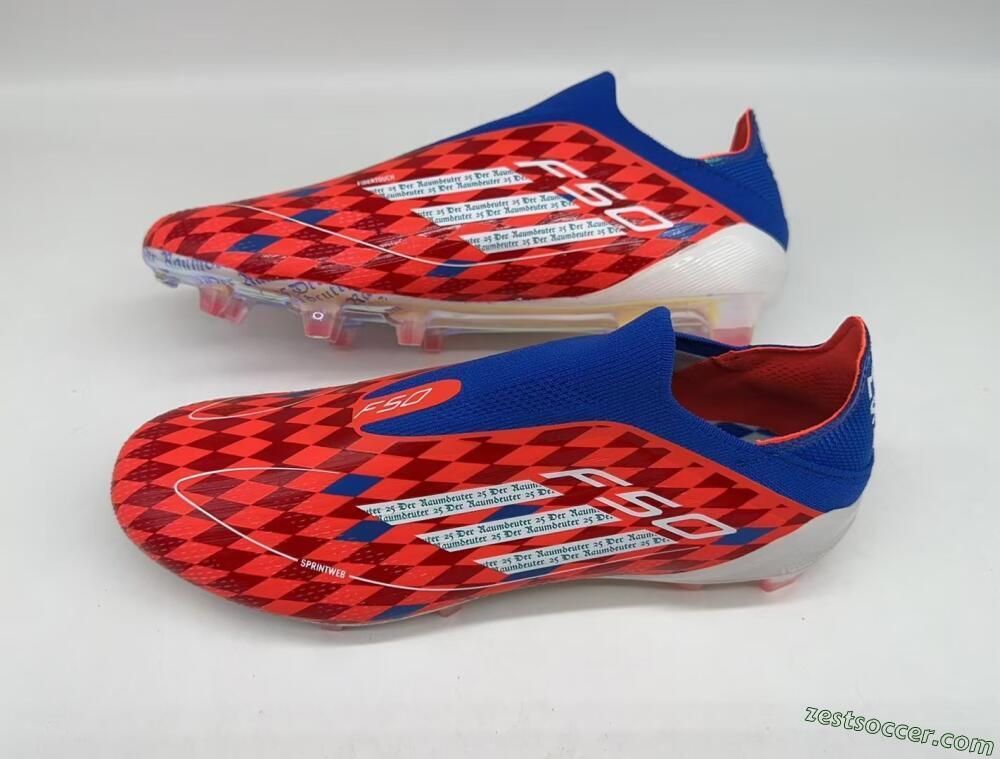 Adidas F50+ Lightstrike Elite Laceless FG Low-Tops Soccer Cleats - Red/Blue/White
