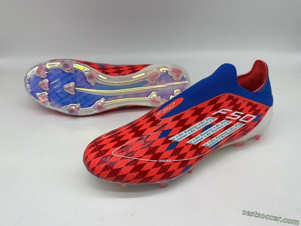 Adidas F50+ Lightstrike Elite Laceless FG Low-Tops Soccer Cleats - Red/Blue/White
