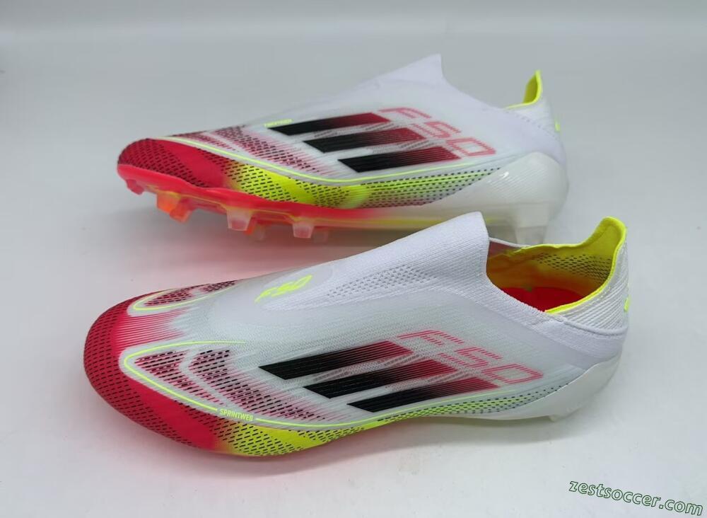 Adidas F50 Elite Laceless FG Low-Tops Soccer Cleats - White/Red/Black