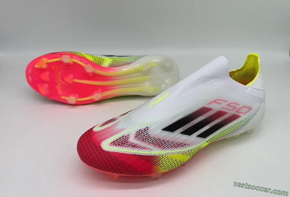 Adidas F50 Elite Laceless FG Low-Tops Soccer Cleats - White/Red/Black