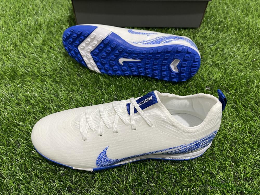 Nike Air Zoom Mercurial Vapor 16 Pro TF Low-Tops Soccer Shoes - White/Blue