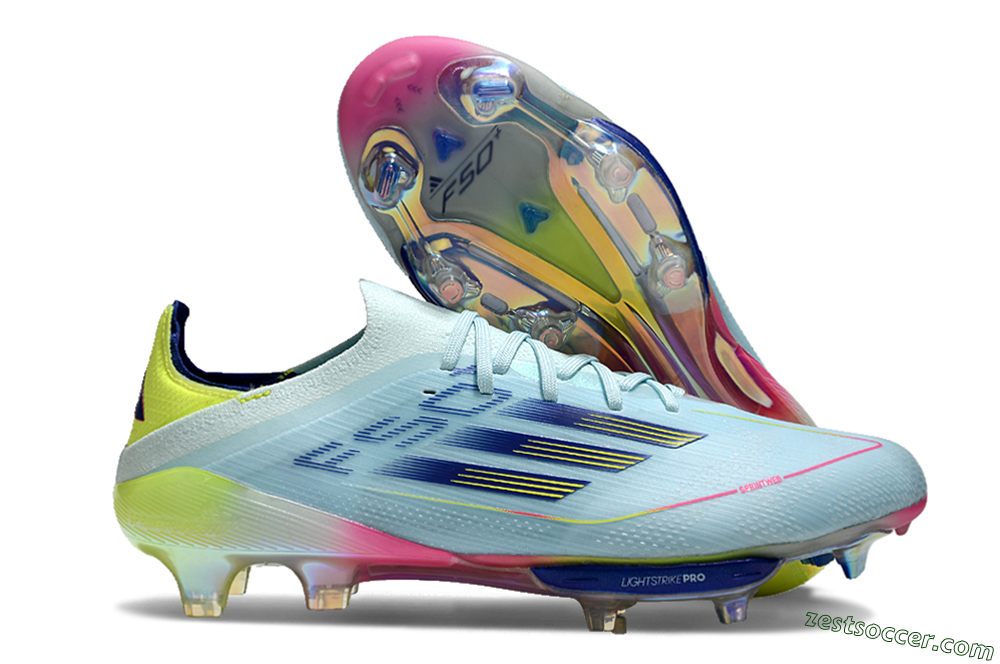 Adidas F50+ Lightstrike Elite FG Low-Tops Soccer Cleats - Blue/Yellow/Pink 0