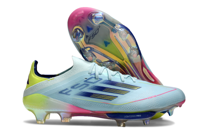 Adidas F50+ Lightstrike Elite FG Low-Tops Soccer Cleats - Blue/Yellow/Pink