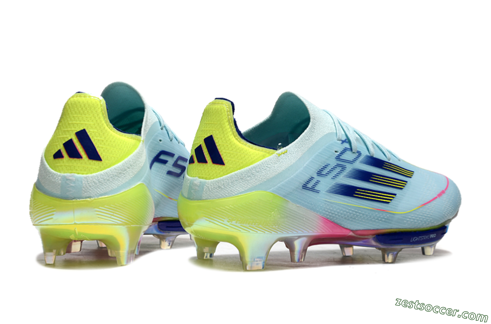 Adidas F50+ Lightstrike Elite FG Low-Tops Soccer Cleats - Blue/Yellow/Pink 6