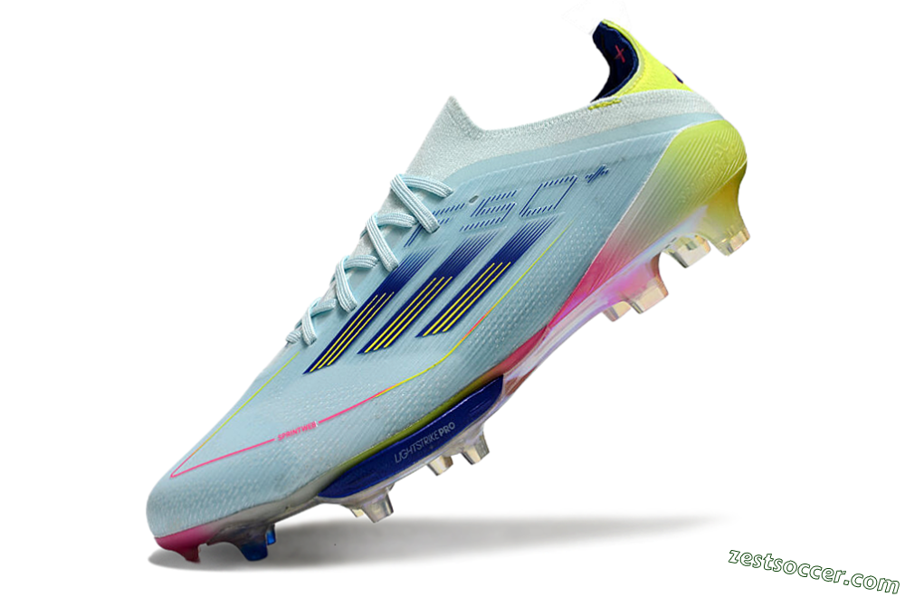Adidas F50+ Lightstrike Elite FG Low-Tops Soccer Cleats - Blue/Yellow/Pink 5