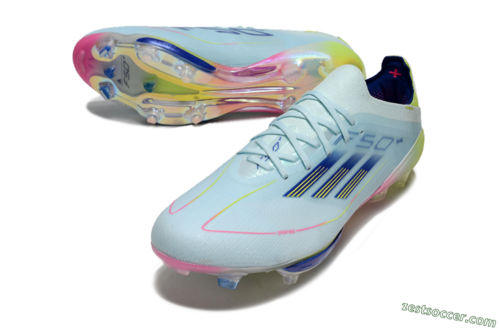 Adidas F50+ Lightstrike Elite FG Low-Tops Soccer Cleats - Blue/Yellow/Pink 3