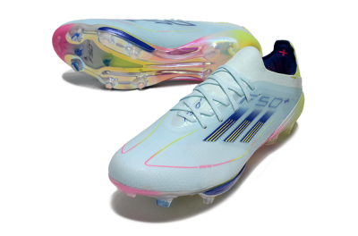 Adidas F50+ Lightstrike Elite FG Low-Tops Soccer Cleats - Blue/Yellow/Pink