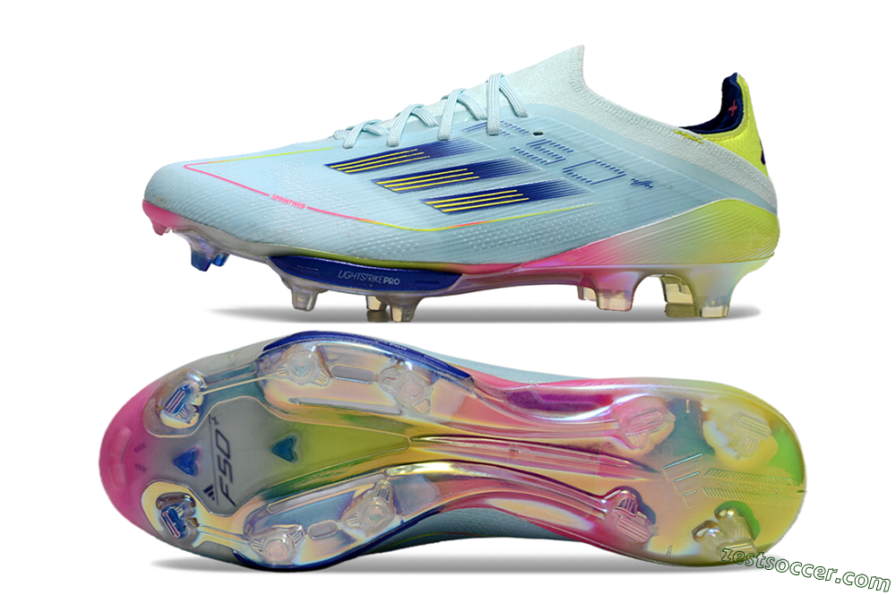 Adidas F50+ Lightstrike Elite FG Low-Tops Soccer Cleats - Blue/Yellow/Pink 1