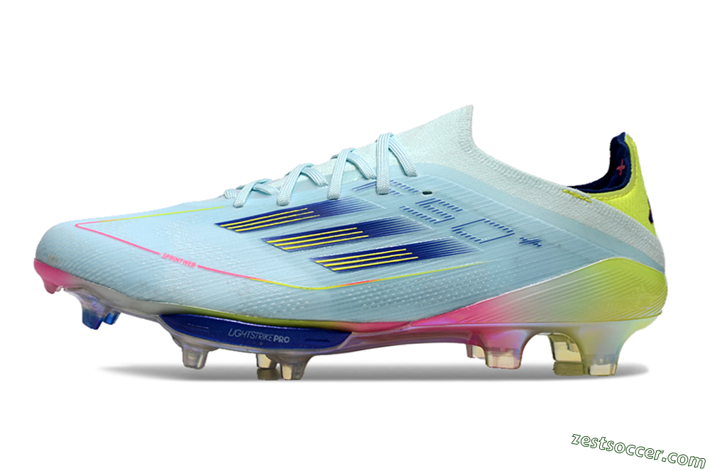 Adidas F50+ Lightstrike Elite FG Low-Tops Soccer Cleats - Blue/Yellow/Pink 2