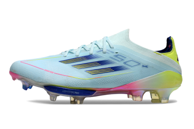 Adidas F50+ Lightstrike Elite FG Low-Tops Soccer Cleats - Blue/Yellow/Pink