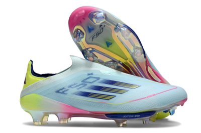 Adidas F50+ Lightstrike Elite Laceless FG Low-Tops Soccer Cleats - Blue/Yellow/Pink