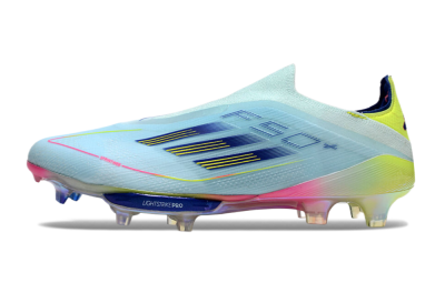 Adidas F50+ Lightstrike Elite Laceless FG Low-Tops Soccer Cleats - Blue/Yellow/Pink