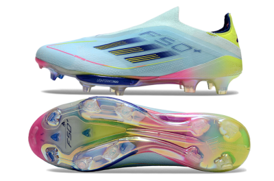 Adidas F50+ Lightstrike Elite Laceless FG Low-Tops Soccer Cleats - Blue/Yellow/Pink