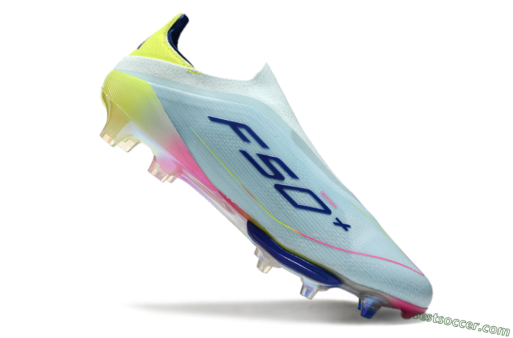 Adidas F50+ Lightstrike Elite Laceless FG Low-Tops Soccer Cleats - Blue/Yellow/Pink 4