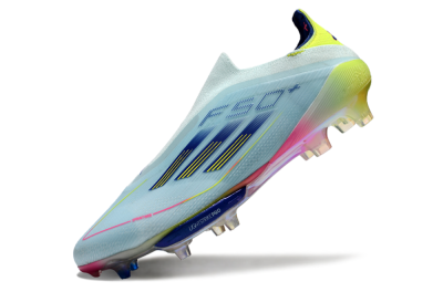 Adidas F50+ Lightstrike Elite Laceless FG Low-Tops Soccer Cleats - Blue/Yellow/Pink