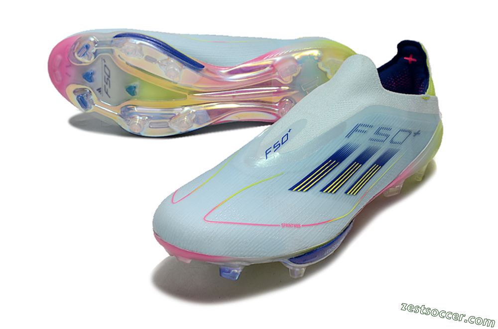 Adidas F50+ Lightstrike Elite Laceless FG Low-Tops Soccer Cleats - Blue/Yellow/Pink 3