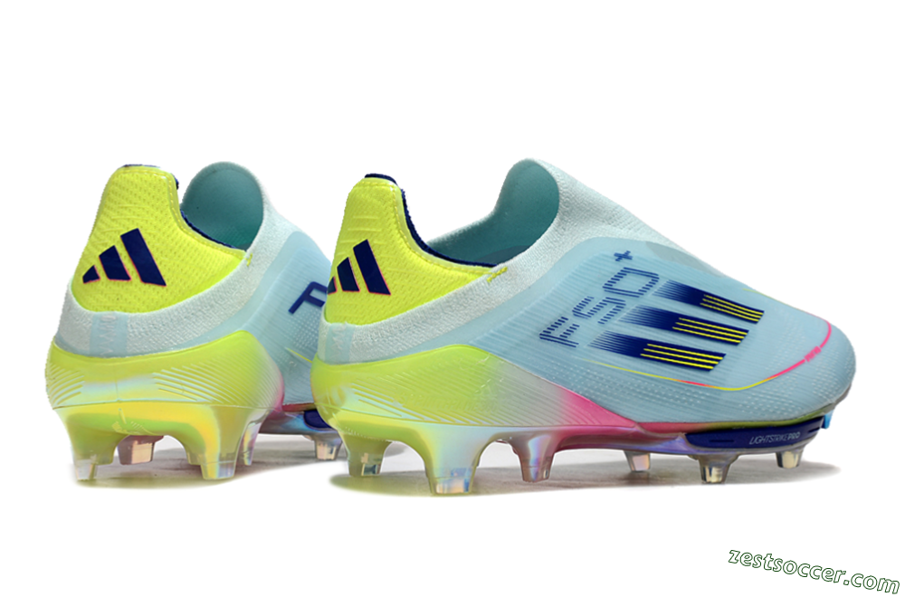 Adidas F50+ Lightstrike Elite Laceless FG Low-Tops Soccer Cleats - Blue/Yellow/Pink 6
