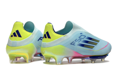 Adidas F50+ Lightstrike Elite Laceless FG Low-Tops Soccer Cleats - Blue/Yellow/Pink
