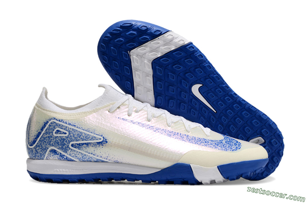 Nike Air Zoom Mercurial Vapor 16 Elite TF Low-Tops Soccer Shoes - White/Blue/Jade 0