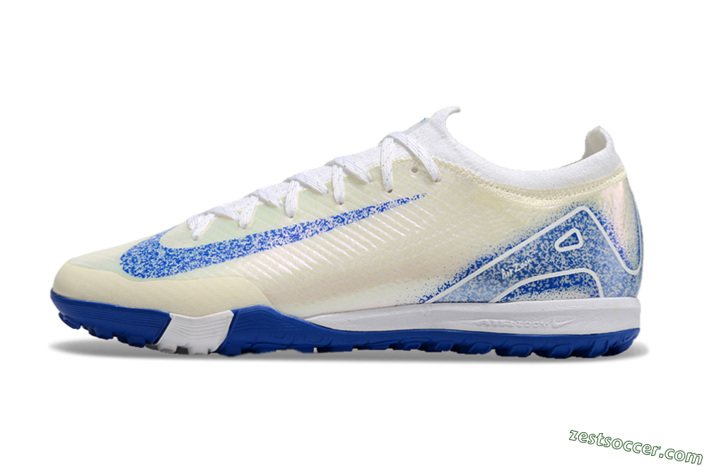 Nike Air Zoom Mercurial Vapor 16 Elite TF Low-Tops Soccer Shoes - White/Blue/Jade 2