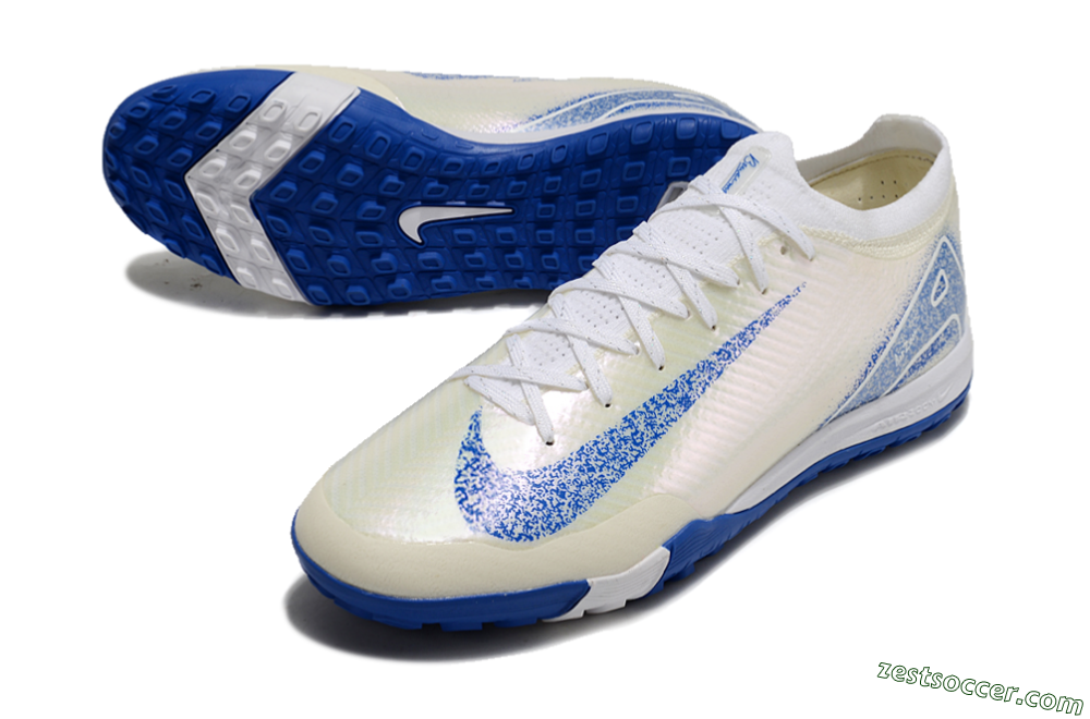 Nike Air Zoom Mercurial Vapor 16 Elite TF Low-Tops Soccer Shoes - White/Blue/Jade 3