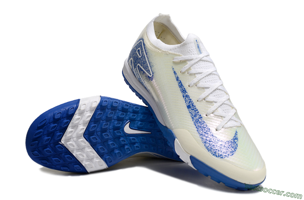 Nike Air Zoom Mercurial Vapor 16 Elite TF Low-Tops Soccer Shoes - White/Blue/Jade 4