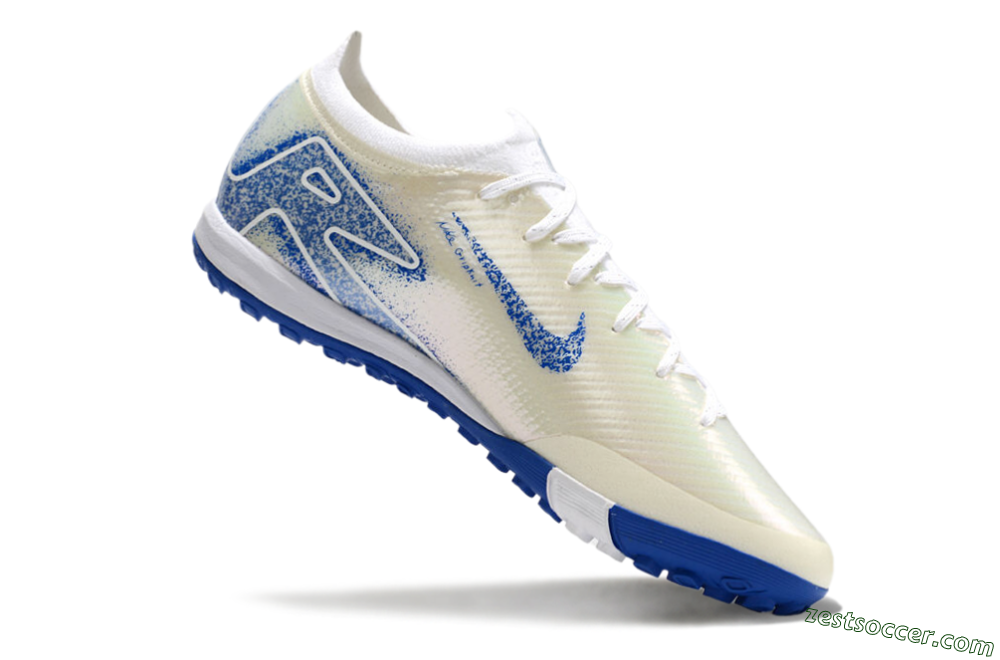 Nike Air Zoom Mercurial Vapor 16 Elite TF Low-Tops Soccer Shoes - White/Blue/Jade 5