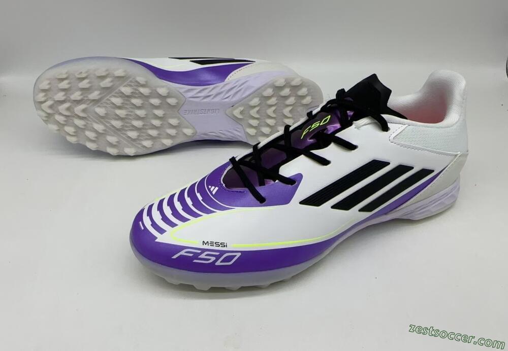Adidas x Messi F50 Pro TF Low-Tops Soccer Shoes - White/Purple/Black