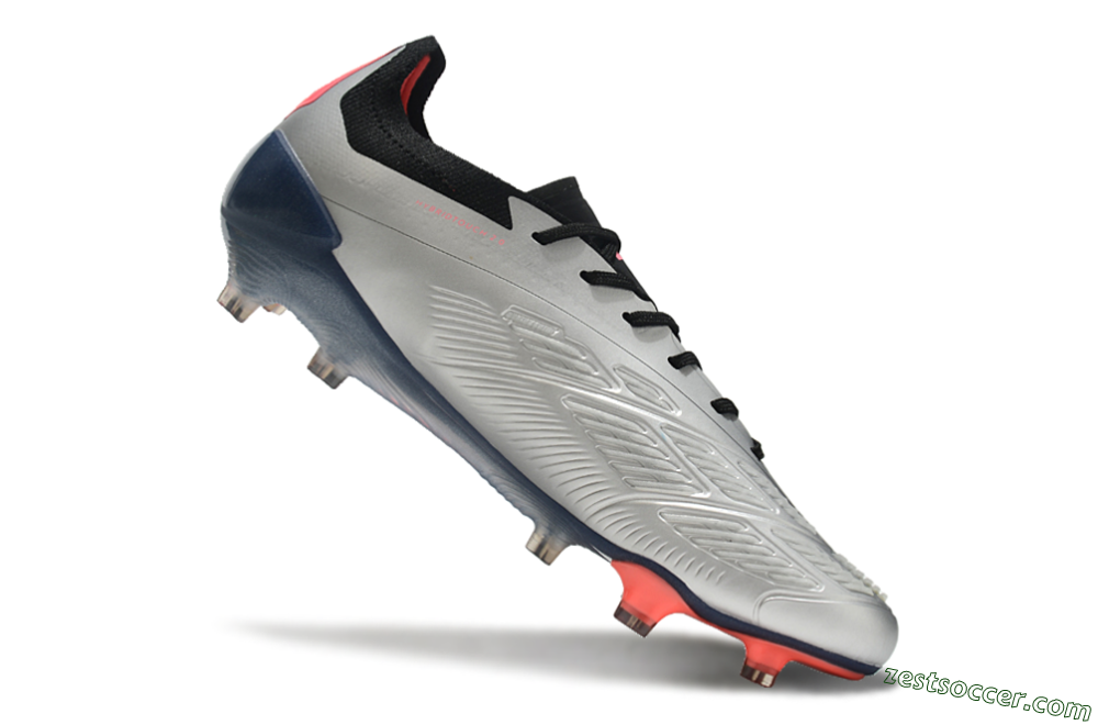 Adidas Predator 24 Elite FG Low-Tops Soccer Cleats - Silver/Blue/Red 4
