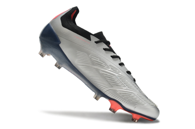 Adidas Predator 24 Elite FG Low-Tops Soccer Cleats - Silver/Blue/Red