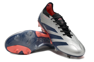 Adidas Predator 24 Elite FG Low-Tops Soccer Cleats - Silver/Blue/Red