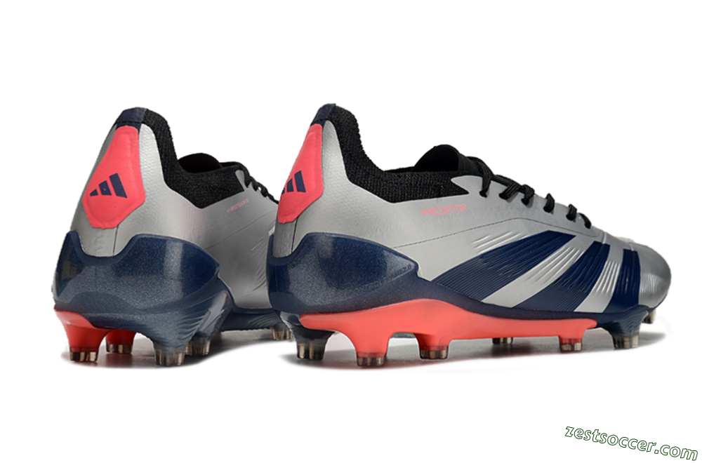 Adidas Predator 24 Elite FG Low-Tops Soccer Cleats - Silver/Blue/Red 6