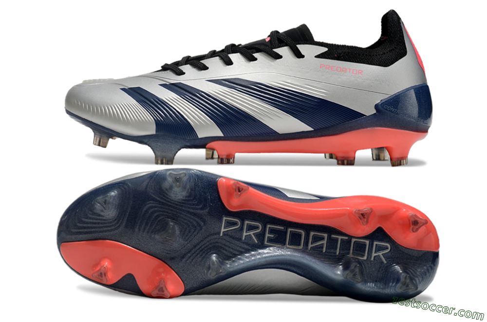 Adidas Predator 24 Elite FG Low-Tops Soccer Cleats - Silver/Blue/Red 1