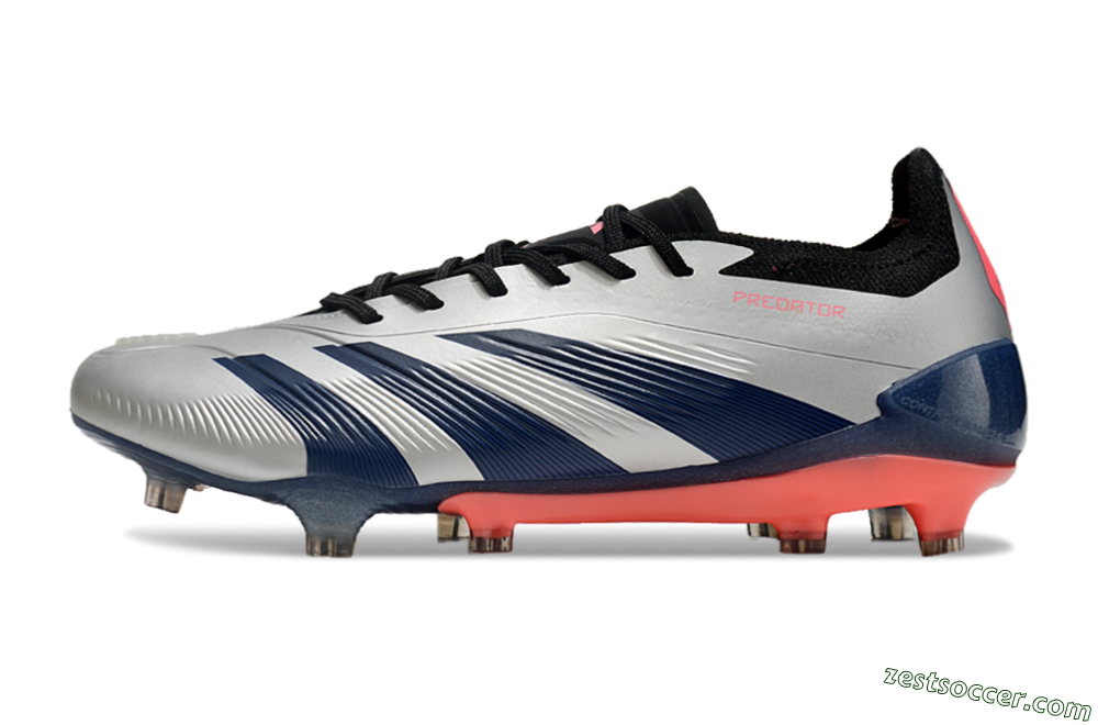 Adidas Predator 24 Elite FG Low-Tops Soccer Cleats - Silver/Blue/Red 2