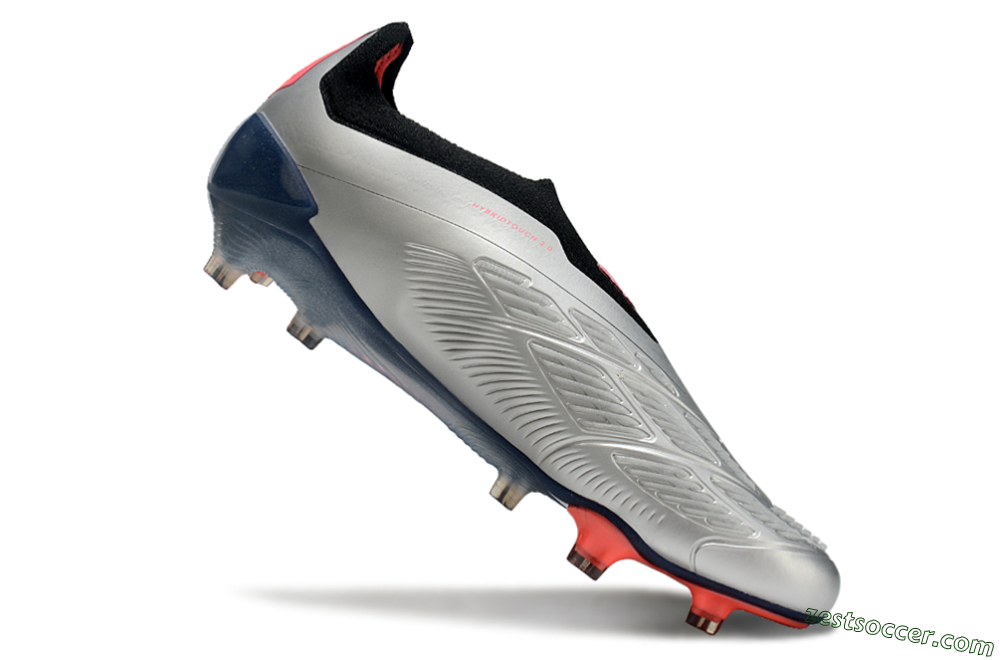 Adidas Predator 24 Elite laceless FG Low-Tops Soccer Cleats - Silver/Blue/Red 4
