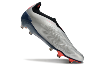 Adidas Predator 24 Elite laceless FG Low-Tops Soccer Cleats - Silver/Blue/Red