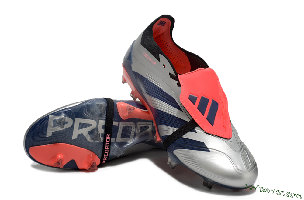 Adidas Predator Elite Foldover Tongue FG Low-Tops Soccer Cleats - Silver/Blue/Red 3