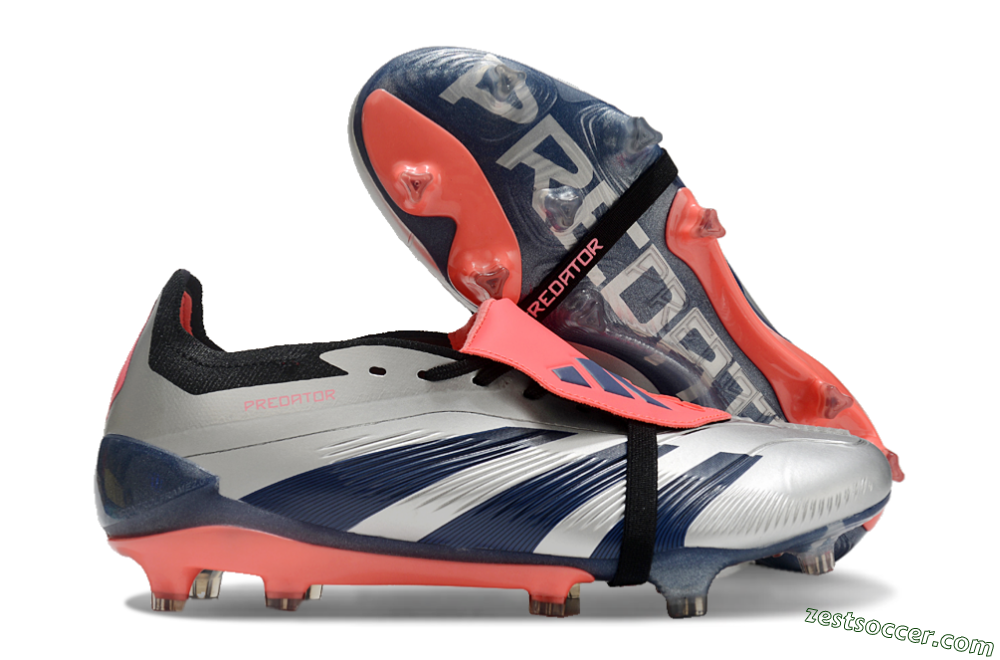 Adidas Predator Elite Foldover Tongue FG Low-Tops Soccer Cleats - Silver/Blue/Red 0