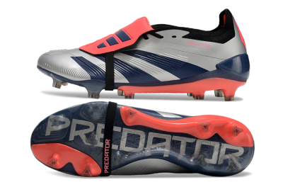 Adidas Predator Elite Foldover Tongue FG Low-Tops Soccer Cleats - Silver/Blue/Red