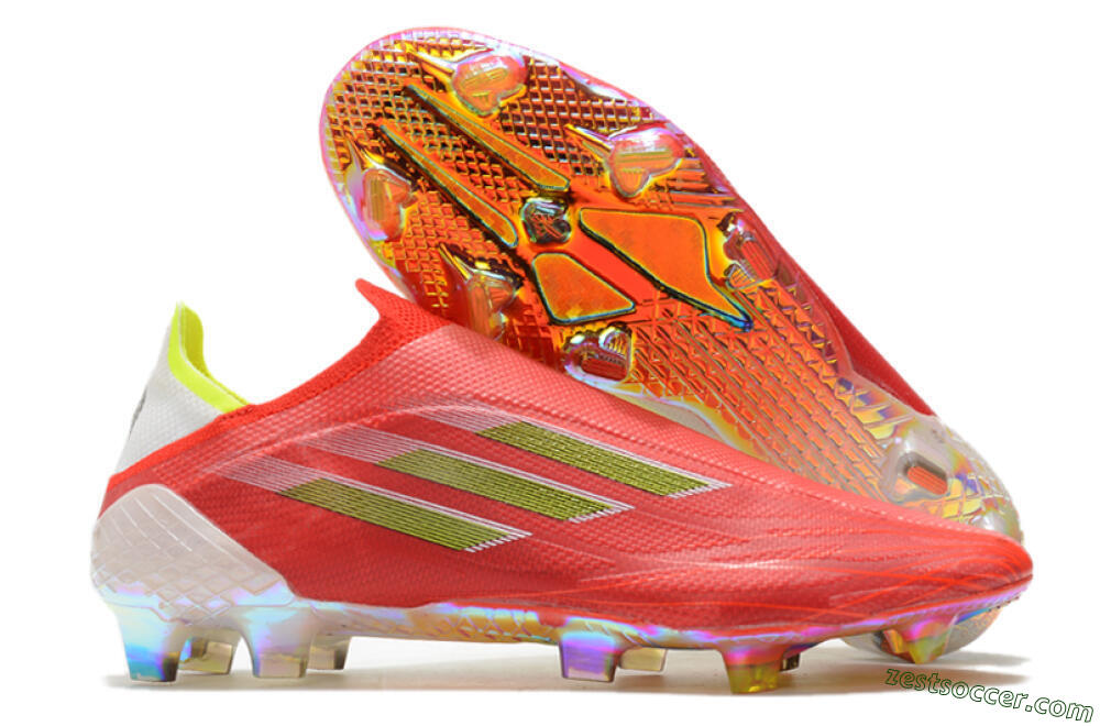 Adidas X Speedflow+ Laceless FG Low-Tops Soccer Cleats - Red/Yellow/Gold 0